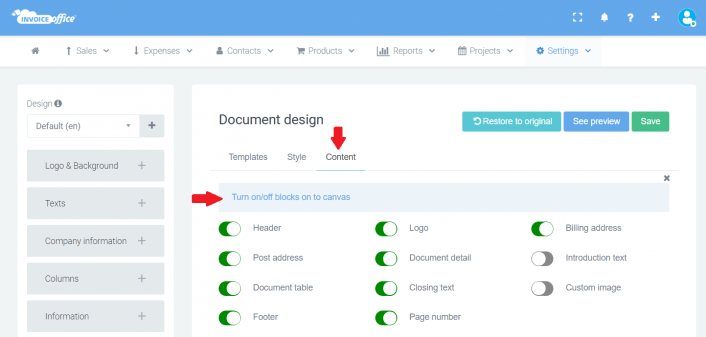 How to customize the document layout