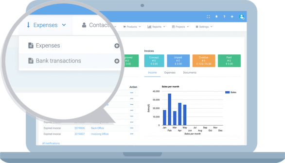 manage bank transactions with invoice office
